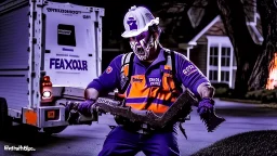 fedex driver with chainsaw horror movie