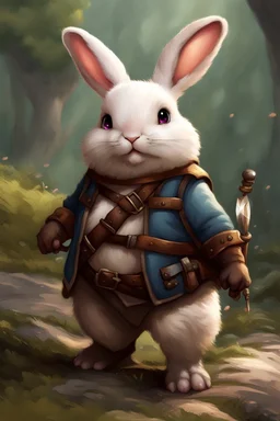 Cute chubby bunny adventurer dnd art realism