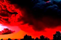 Clouds in the sky colored like blood