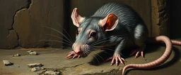 anxious rat lurks here.., painted by Rembrandt, Escher and Giger