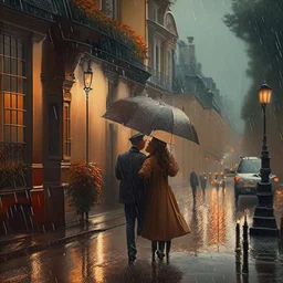 rainy street romantic