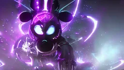 a spider mickey mouse hybrid, photorealism, movie screen capture, horror, sci-fi, retrofuturism, evil, demon-like