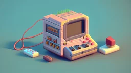 3D pixel retro tiny cute electronics render.