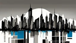 abstract_painting_city_skyline_buildings_gray-black-white-blue_