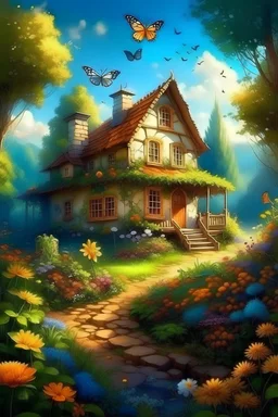 Buatkan rumah impian saya, halamanya rindang dan luas , ada taman bunga. ada kupu kupu terbang