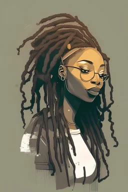 basic Illustration of black woman with locs for UX design portfolio