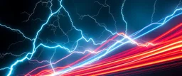 lightning and electricity streaming across composition left to right, behind is a bunch of stripes inspired by modern wrap graphics to convey speed