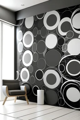 create a handpainted wall mural by Overlapping circles arranged in a cascading formation, creating a sense of depth and movement. Variation: Vary sizes and shades within a monochromatic palette for a sleek and modern look.