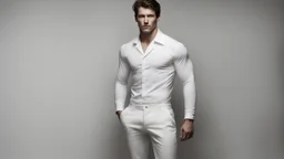 Тулуб моряка покрывала легкая тонкая хлопковая рубашка, легкий белый цвет ткани нежно отражался в едва освещенной комнате, рукава были до предплечий, черные легкие брюки не скрывали фигуру и мускулы ног