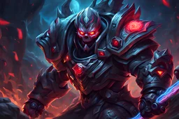 Sion 8k sci-art drawing style, ghoul, league of legends them, neon effect, close picture, apocalypse, intricate details, highly detailed, high details, detailed portrait, masterpiece,ultra detailed, ultra quality