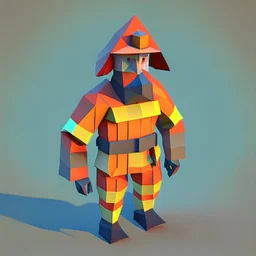 low poly firefighter