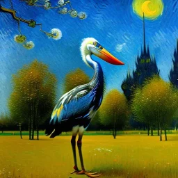 Shoebill Stork Bird by van Gogh 8k