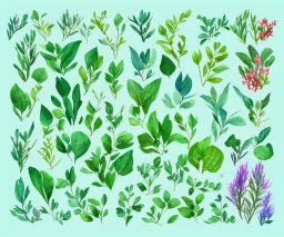 vector plants and herb set illustration. watercolor