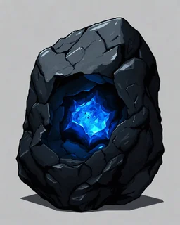 A black stone called a voidstone it should have a blue center, it is rough and jagged, D&D art style