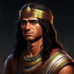 young egyptian nobleman with sharp features and long straight dark hair industrial era grimdark realistic