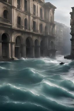 Genova sommersa dalle acque del Mediterraneo in un futuro distopico
