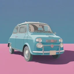 Tiny Fiat 500, soft smooth lighting, with soft colors, 100mm lens, 3d octane render, cinema4d, trending on polycount, modular constructivism, blue background, physically based rendering, centered.