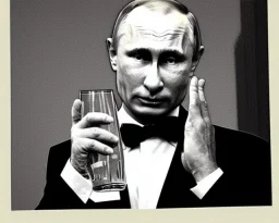 president Putin as old killer drink blood