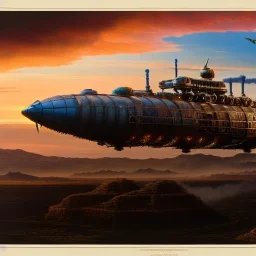 fullbody Drawing of 'sketch of steampunk Airship as in the movie mortal engines(2018)',intricate detail,andrea bonelli,Kilian Eng,Ohrai,evan lee,Aleksandr Sidelnikov,KyuYong Eom,three quarters frontal aerial view,toned colors,32k