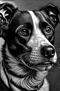 Retrato de un perro callejero en blanco y negro con lapiz por Juan Arancio