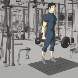 man with muscles doing fitness in a fitness studio, standing in front of a mirror, black and white only