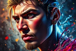 Hyperrealistic, splash art, concept art, mid shot, intricately detailed, color depth, dramatic, 2/3 face angle, side light, colorful background