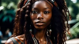 Black skin, hippie, vegan, woman, beautiful