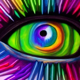 melted crayon drawing of rainbow eye with jewel as iris, 8k resolution, high-quality, fine-detail, muted colors,intricate, digital art, detailed matte, volumetric lighting, illustration, octane render, Kristina Nelson,Brenna Miller
