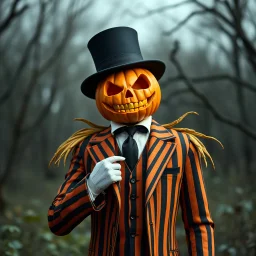 Pumpkin king in 1920s suit