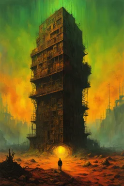 the catastrophic misfortune visited on the helpless and innocent by the machinations of rampant corporate puppets of greed in the style of Zdzislaw Beksinski, light luminous colors and otherworldly dystopian aesthetic of decay, highly detailed, 4k