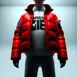 Gaspar noe, hand camera, full body, red puffer jacket, dramatic lighting, hyper realistic, 8k quality, unreal engine 5