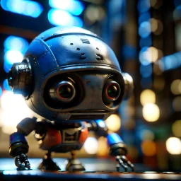 portrait of a ultra ninja cute chat robot with mask off entering under a big air ship, photo-realistic, shot on Hasselblad h6d-400c, zeiss prime lens, bokeh like f/0.8, tilt-shift lens 8k, high detail, smooth render, down-light, unreal engine, downlight, prize winning