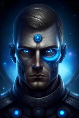 Galactic beautiful man commander deep Blue eyed