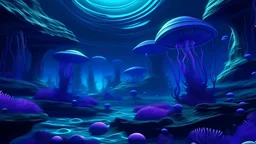 alien underwater landscape, purple colors