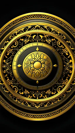 circle shield Gold background black