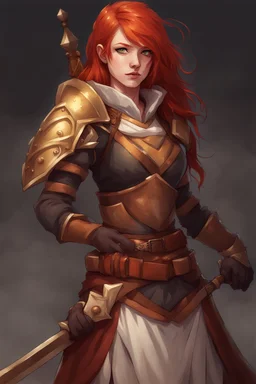 Teenaged Female Red haired kitsune paladin/bard