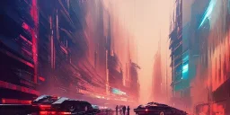 Art by John Berkey and John Harris and alena aenami and blade runner and akira, futuristic cyberpunk city, high rise, smooth, sharp focus, higly detailed, digital painting, concept art, elegant, centered, Taris Star Wars, connected