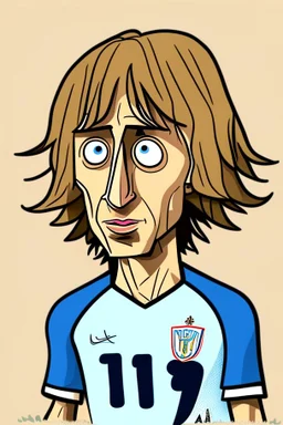 cartoon Luka Modric Croatian football player