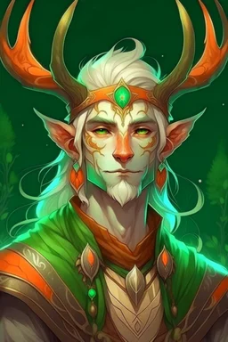 (green hair), elf, masculine