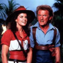 An official promotional image for the 1987, A Nightmare on Elm Street 3: Dream Warriors. Heather Langenkamp as Nancy Thompson Robert Englund as Freddy Krueger