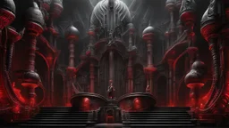 judgement day. h. r. giger. red. fantasy concept art, exquisite realism, a masterpiece, dynamic lighting, hyperdetailed, intricately detailed, deep color, Unreal Engine, volumetric lighting , Epic cinematic brilliant stunning intricate meticulously detailed dramatic atmospheric maximal,