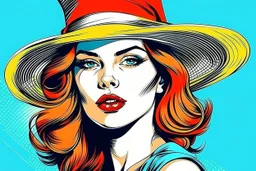 beautiful woman in hat in pop art style vector