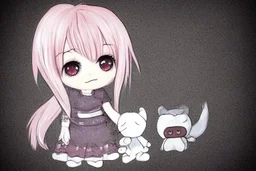 cute sad lonely chibi girl