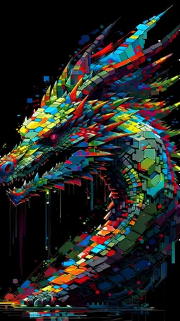 Pixelart, dragonhead,stunning,2d art,,nuclear,futuristic, colorful,powerful art, masterpice,