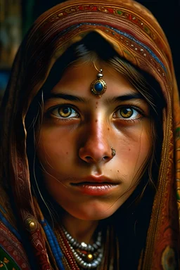 ”19-year-old woman” by Steve McCurry, 35mm, F/2.8, insanely detailed and intricate, character, hypermaximalist, elegant, ornate, beautiful, exotic, revealing, appealing, attractive, amative, hyper-realistic, super detailed, popular on Flickr