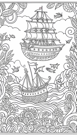 Craft a whimsical coloring page inspired by the Pirates of the Caribbean movie, showcasing an enchanting underwater scene teeming with a variety of sea creatures. Encourage young artists to dive into their imagination as they bring fantastical beings like mermaids, sea monsters, and mystical creatures to life in black and white. This coloring page provides a magical and creative experience for kids to explore the depths of the Pirates of the Caribbean universe.