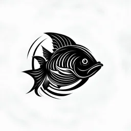 2d logo of deep sea fish black and white logotype style side view