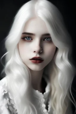 Красивая девушка с роскошными белоснежными волосами