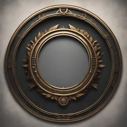 create me a thin round laurel golden rim. not real laurels. but mechanical dieselpunk laurels. background should be #000000 black. no face should be visible. its just the rim. the middle should be empty.