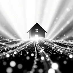 bright abstract particles waves length house music black and white